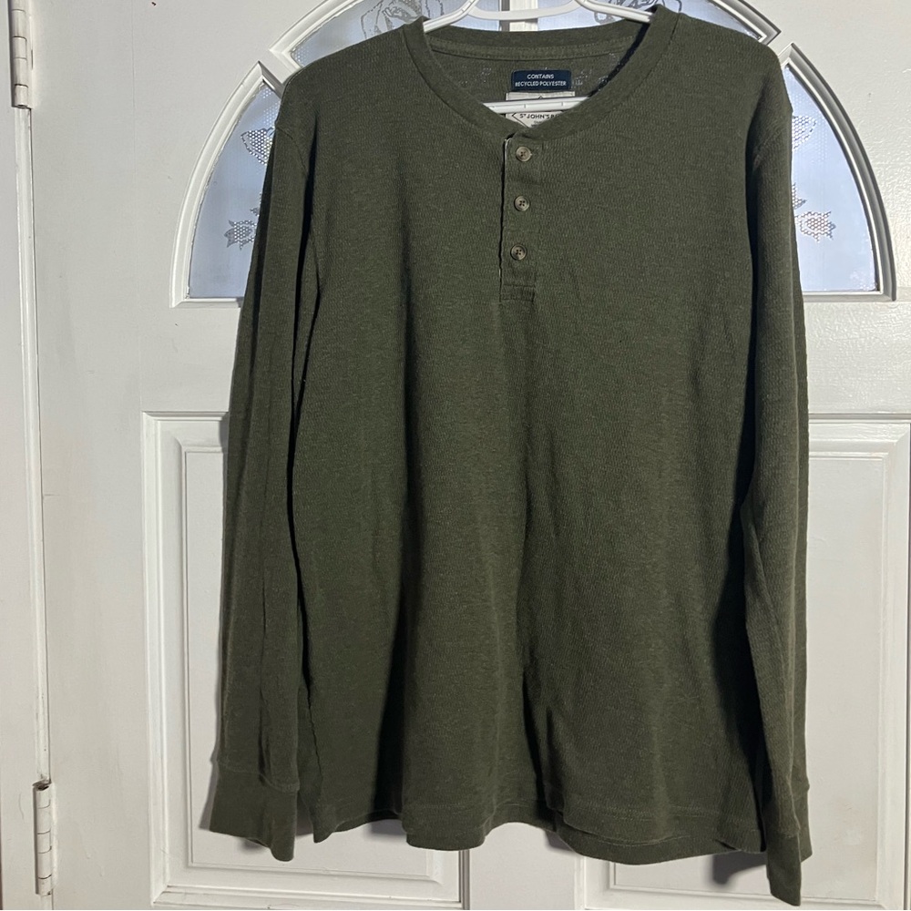 St. John's Bay Olive Green Long-Sleeve Henley Shirt